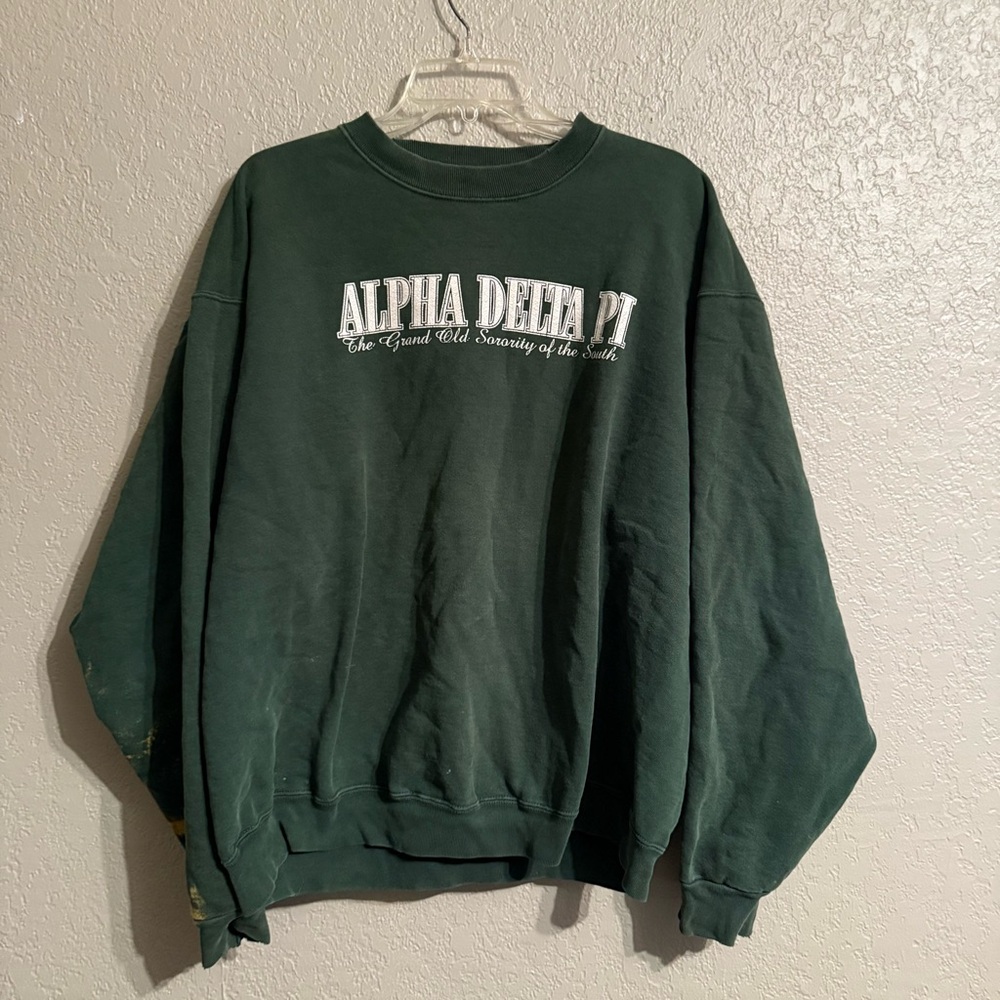 Vintage Y2K Alpha Delta Pi Green Sweater Hoodie Sweatshirt XL